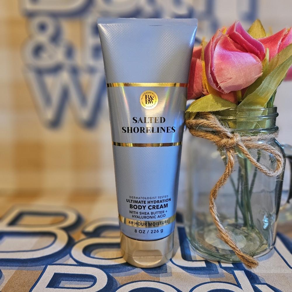 NWT Bath & Body Works Salted Shorelines Body Cream - Blue and Gold